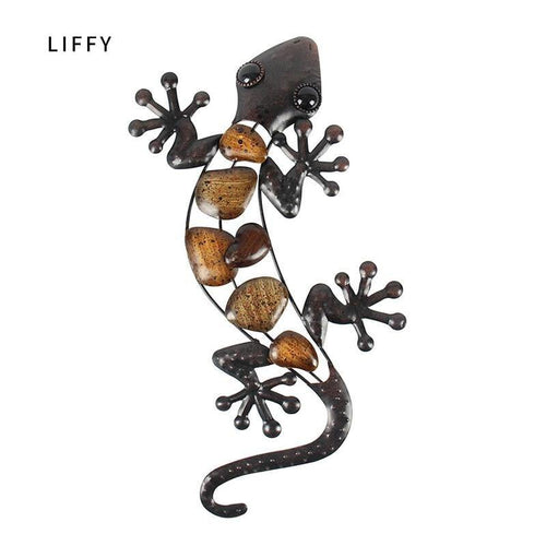Planet Gates 200329198 LH04141 Home Decor Metal Gecko Wall For Garden Decoration Outdoor Statues Accessories Sculptures And Animales Jardin