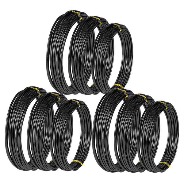 Planet Gates 200331193 9 Rolls Bonsai Wires Anodized Aluminum Bonsai Training Wire With 3 Sizes (1.0 Mm,1.5 Mm,2.0 Mm),Total 147 Feet (Black)