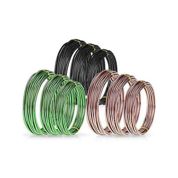 Planet Gates 200331193 9 Rolls Bonsai Wires Anodized Aluminum Bonsai Training Wire With 3 Sizes (1.0 Mm,1.5 Mm,2.0 Mm),Total 147 Feet (Black)