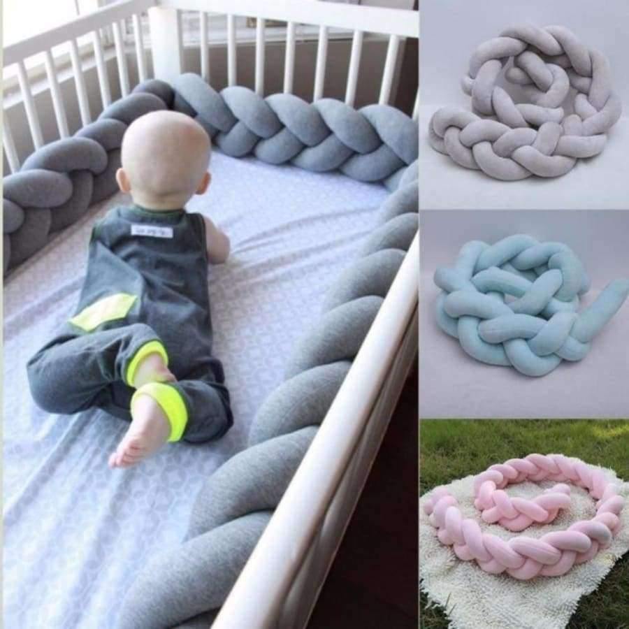 Planet Gates 200cm Newborn Baby Bed Bumper Pure Color Weaving Knot for Infant Room Decor Crib Protector Bedding Accessories for Bed Decor