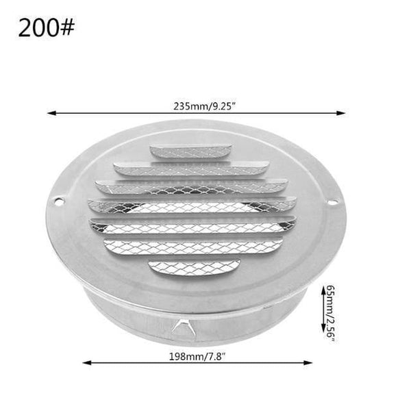 Planet Gates 200mm Stainless Steel Exterior Wall Air Vent Grille Round Ducting Ventilation Grilles 70mm,80mm,100mm,120mm,150mm,160mm,180mm,200mm