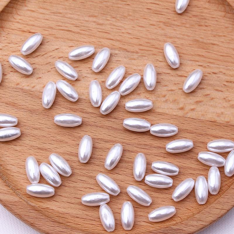 Planet Gates 200pcs 3x6/4x8/6x12mm Oval Pearl Beads Imitation ABS Beads For Jewelry Making Arts Crafts Apparel Sewing Garment Beads DIY