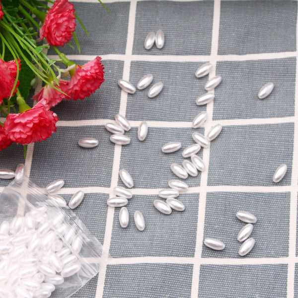Planet Gates 200pcs 3x6/4x8/6x12mm Oval Pearl Beads Imitation ABS Beads For Jewelry Making Arts Crafts Apparel Sewing Garment Beads DIY
