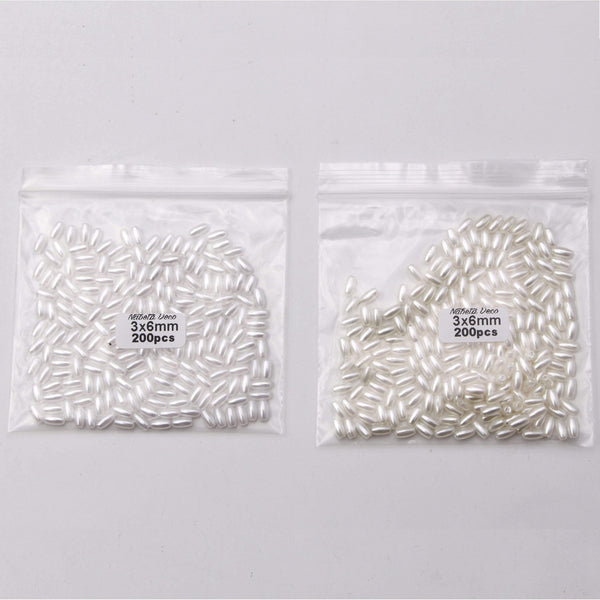 Planet Gates 200pcs 3x6/4x8/6x12mm Oval Pearl Beads Imitation ABS Beads For Jewelry Making Arts Crafts Apparel Sewing Garment Beads DIY