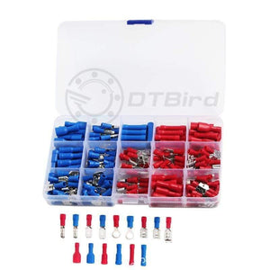 200PCS Eletrical Cable Terminal Connecting Tool Assorted Electrical Fork Ring Spade Crimp Terminal Wire Connector Box Kit