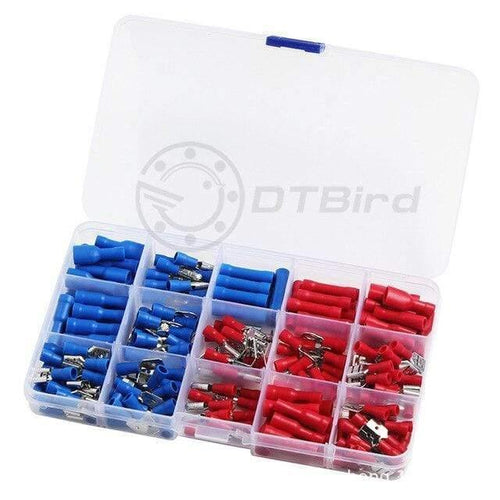 200PCS Eletrical Cable Terminal Connecting Tool Assorted Electrical Fork Ring Spade Crimp Terminal Wire Connector Box Kit