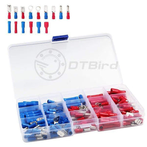 200PCS Eletrical Cable Terminal Connecting Tool Assorted Electrical Fork Ring Spade Crimp Terminal Wire Connector Box Kit