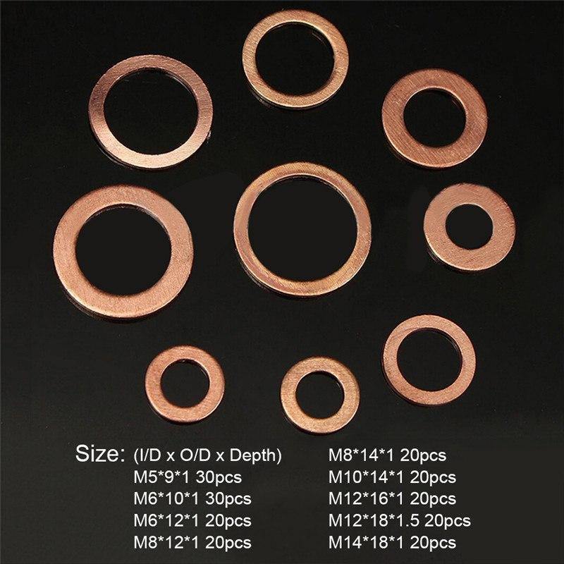 Planet Gates 200pcs/lot M5-M14 Solid Copper Washers Automotive Service Set Oil Seal Spacer Car Repair Tools Auto Accessories