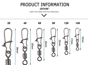 Planet Gates 200pcs/lot Stainless Rolling Swivel With Nice Snap MS+ZQ Hooks Lure Connector Sea Rock Fishing Swivels Snaps Tackle