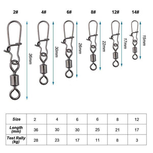 Planet Gates 200pcs/lot Stainless Rolling Swivel With Nice Snap MS+ZQ Hooks Lure Connector Sea Rock Fishing Swivels Snaps Tackle