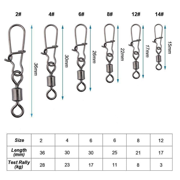 Planet Gates 200pcs/lot Stainless Rolling Swivel With Nice Snap MS+ZQ Hooks Lure Connector Sea Rock Fishing Swivels Snaps Tackle