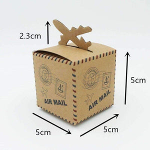 Planet Gates 200pcs/lots Aircrafe Printed Air Mail Kraft Paper Wedding Box Candy Box Chocolate Packaging Wedding Supplies Party Decoration