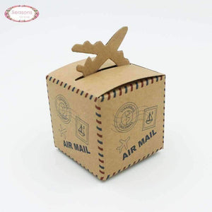 Planet Gates 200pcs/lots Aircrafe Printed Air Mail Kraft Paper Wedding Box Candy Box Chocolate Packaging Wedding Supplies Party Decoration