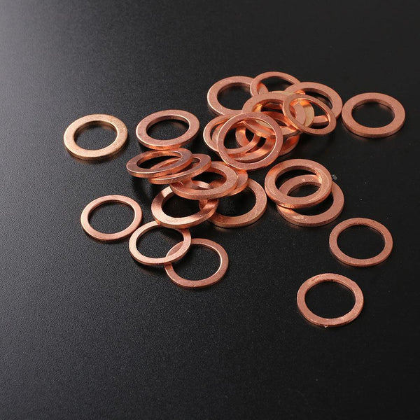 Planet Gates 200Pcs/Pack Car Copper Washer Oil Seal Sheet Gasket Assorted Garage Engine Washer Kit Auto Hardware Repair M5 M6 M8 M10 M12 M14