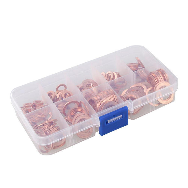 Planet Gates 200Pcs/Pack Car Copper Washer Oil Seal Sheet Gasket Assorted Garage Engine Washer Kit Auto Hardware Repair M5 M6 M8 M10 M12 M14