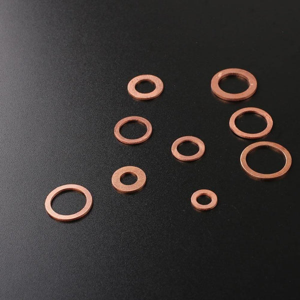 Planet Gates 200Pcs/Pack Car Copper Washer Oil Seal Sheet Gasket Assorted Garage Engine Washer Kit Auto Hardware Repair M5 M6 M8 M10 M12 M14
