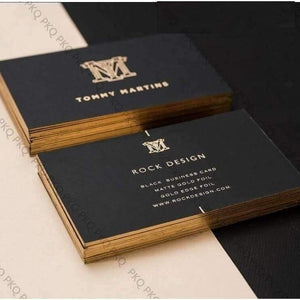 Planet Gates 200Sheet Custom Business Card Both/Double Side Gold/Silver Foil Card Printing Custom  Material 700gsm Black Paper High Quality