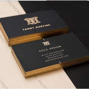 Planet Gates 200Sheet Custom Business Card Both/Double Side Gold/Silver Foil Card Printing Custom  Material 700gsm Black Paper High Quality