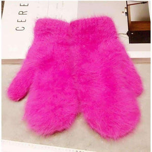 Planet Gates 2015 Winter New Arrival Women Soft Wool rabbit hair Warm Knit Gloves Fashion Lovely Warmer Girls' candy color Mittens Gloves