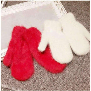 Planet Gates 2015 Winter New Arrival Women Soft Wool rabbit hair Warm Knit Gloves Fashion Lovely Warmer Girls' candy color Mittens Gloves