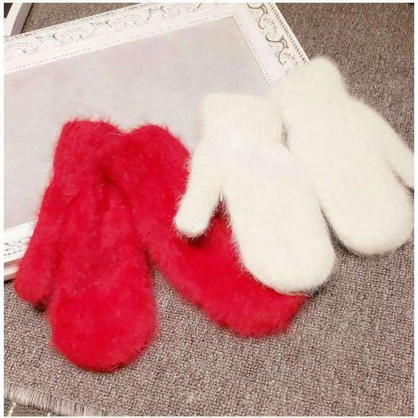 Planet Gates 2015 Winter New Arrival Women Soft Wool rabbit hair Warm Knit Gloves Fashion Lovely Warmer Girls' candy color Mittens Gloves