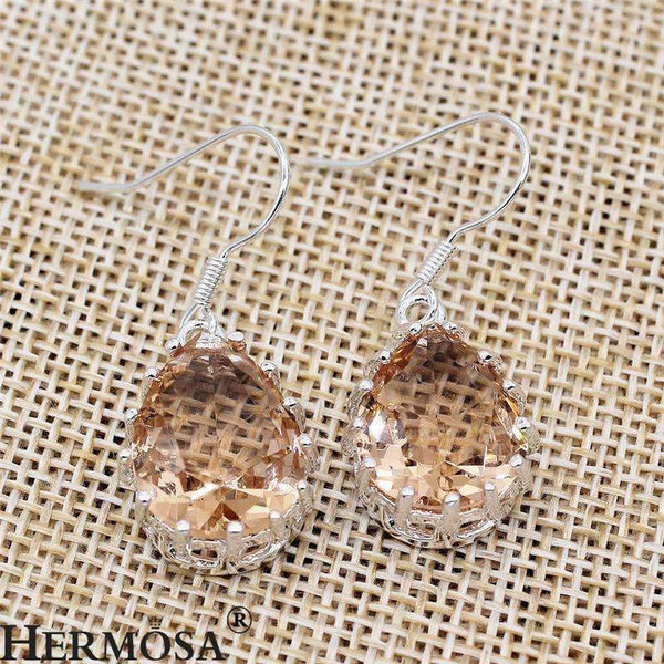 Planet Gates 2016 Fashion Jewelry Women Dangle Drop Earrings Girls Orange Small Garnet Trendy Earrings 925 Sterling-Silver-Jewelry Earring