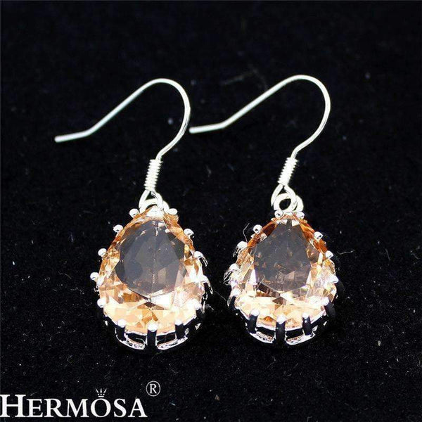 Planet Gates 2016 Fashion Jewelry Women Dangle Drop Earrings Girls Orange Small Garnet Trendy Earrings 925 Sterling-Silver-Jewelry Earring