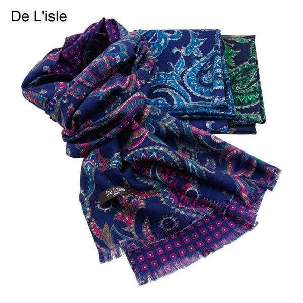 Planet Gates 2016 Winter Fashion Top Quality Pure Wool Scarf Double Faced Paisley Printed Cashmere Shawl Pashmina Wraps - Factory Outlet