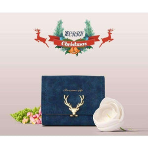 Planet Gates 2017 Latest Christmas Deer Women Leather Wallet VintageTri-Folds Luxury Cash  Purse Girl Small Black Clutch coin purses holders