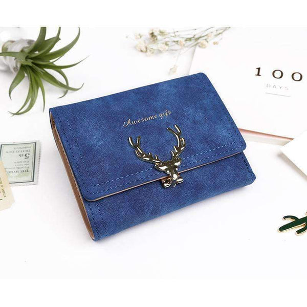 Planet Gates 2017 Latest Christmas Deer Women Leather Wallet VintageTri-Folds Luxury Cash  Purse Girl Small Black Clutch coin purses holders