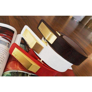 Planet Gates 2017 new Korean version of the simple simple rectangular metal PU leather women's thin belt leisure needle buckle belt female