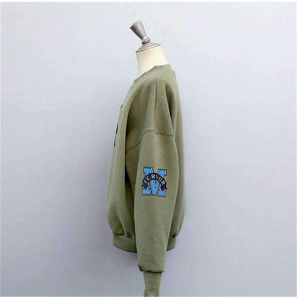 Planet Gates 2017 Winter Autumn New Harajuku Funny Cartoon Tracksuit for Women Pullover Fleece Hoodies Loose Female Sweatshirt Army Green 2XL