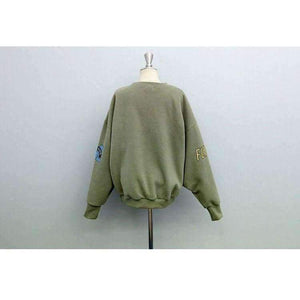 Planet Gates 2017 Winter Autumn New Harajuku Funny Cartoon Tracksuit for Women Pullover Fleece Hoodies Loose Female Sweatshirt Army Green 2XL