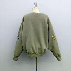 Planet Gates 2017 Winter Autumn New Harajuku Funny Cartoon Tracksuit for Women Pullover Fleece Hoodies Loose Female Sweatshirt Army Green 2XL