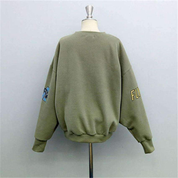 Planet Gates 2017 Winter Autumn New Harajuku Funny Cartoon Tracksuit for Women Pullover Fleece Hoodies Loose Female Sweatshirt Army Green 2XL