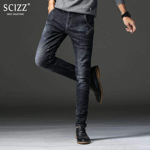 Planet Gates 2018 Черни тесни дънки за мъже, зима, есен, еластични дънки, мъжки еластични ежедневни тънки дънки, мъжки качествени дънки Homme