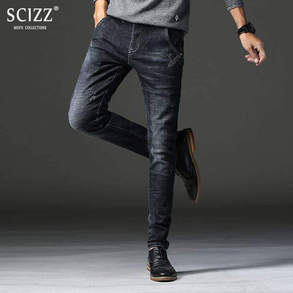 Planet Gates 2018 Черни тесни дънки за мъже, зима, есен, еластични дънки, мъжки еластични ежедневни тънки дънки, мъжки качествени дънки Homme