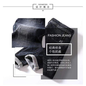 Planet Gates 2018 Черни тесни дънки за мъже, зима, есен, еластични дънки, мъжки еластични ежедневни тънки дънки, мъжки качествени дънки Homme