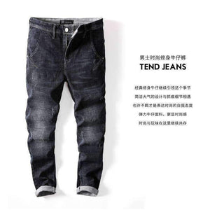 Planet Gates 2018 Черни тесни дънки за мъже, зима, есен, еластични дънки, мъжки еластични ежедневни тънки дънки, мъжки качествени дънки Homme