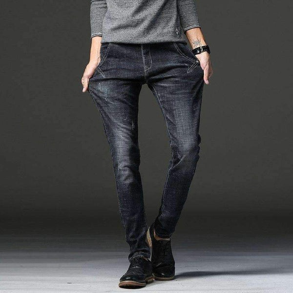 Planet Gates 2018 Черни тесни дънки за мъже, зима, есен, еластични дънки, мъжки еластични ежедневни тънки дънки, мъжки качествени дънки Homme