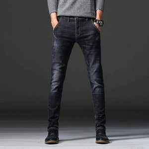 Planet Gates 2018 Черни тесни дънки за мъже, зима, есен, еластични дънки, мъжки еластични ежедневни тънки дънки, мъжки качествени дънки Homme