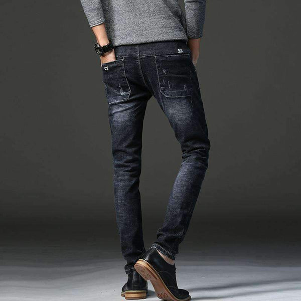 Planet Gates 2018 Черни тесни дънки за мъже, зима, есен, еластични дънки, мъжки еластични ежедневни тънки дънки, мъжки качествени дънки Homme