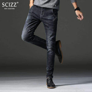 Planet Gates 2018 Черни тесни дънки за мъже, зима, есен, еластични дънки, мъжки еластични ежедневни тънки дънки, мъжки качествени дънки Homme