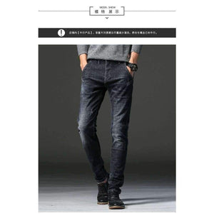 Planet Gates 2018 Черни тесни дънки за мъже, зима, есен, еластични дънки, мъжки еластични ежедневни тънки дънки, мъжки качествени дънки Homme