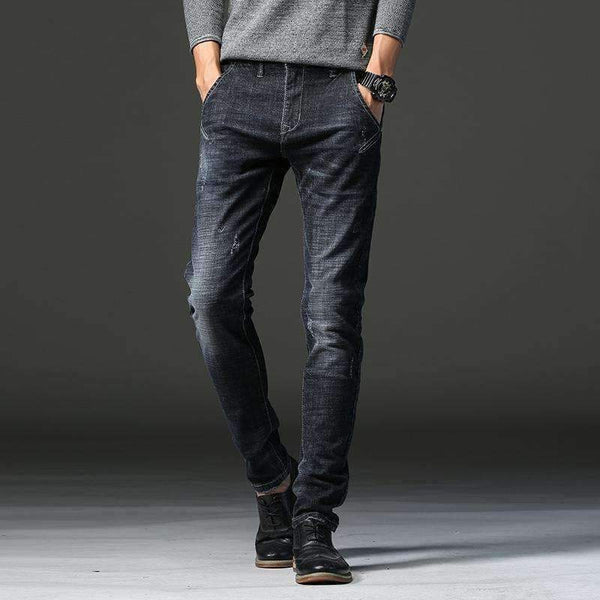 Planet Gates 2018 Черни тесни дънки за мъже, зима, есен, еластични дънки, мъжки еластични ежедневни тънки дънки, мъжки качествени дънки Homme