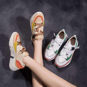 Planet Gates 2018 fashion sneakers New Fashion Genuine Leather+Canvas Clunky Women Vulcanize Shoes Female Platform Breathable shoes woman
