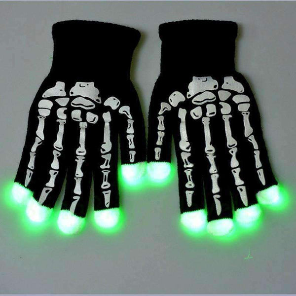 Planet Gates 2018 Halloween Light Up Flashing Gloves Multicolor LED Gloves with Skeleton
