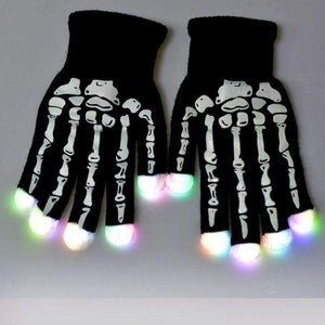 Planet Gates 2018 Halloween Light Up Flashing Gloves Multicolor LED Gloves with Skeleton