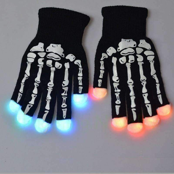 Planet Gates 2018 Halloween Light Up Flashing Gloves Multicolor LED Gloves with Skeleton