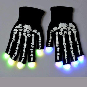 Planet Gates 2018 Halloween Light Up Flashing Gloves Multicolor LED Gloves with Skeleton